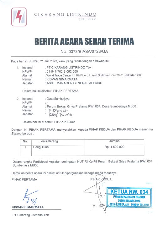 Program CSR Partisipasi kegiatan HUT RI ke 78