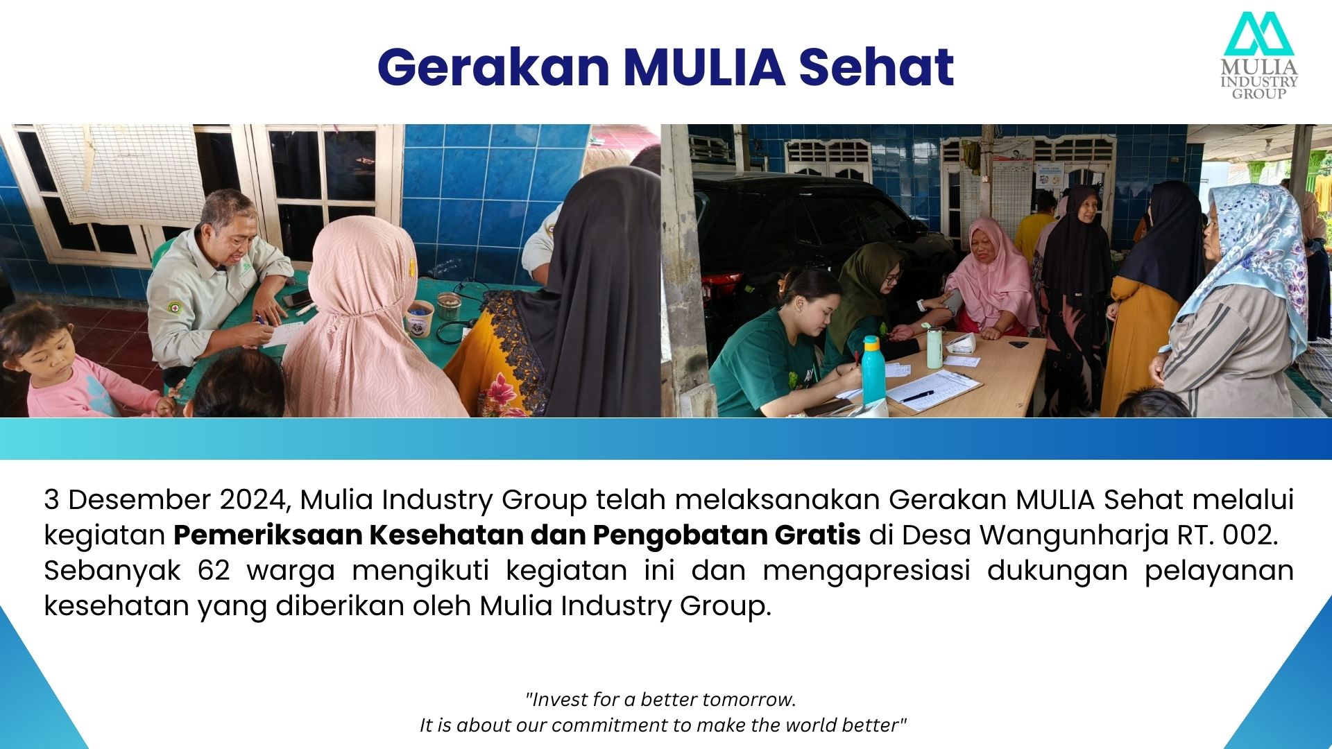 Gerakan MULIA Sehat: Pemeriksaan Kesehatan & Pengobatan Gratis