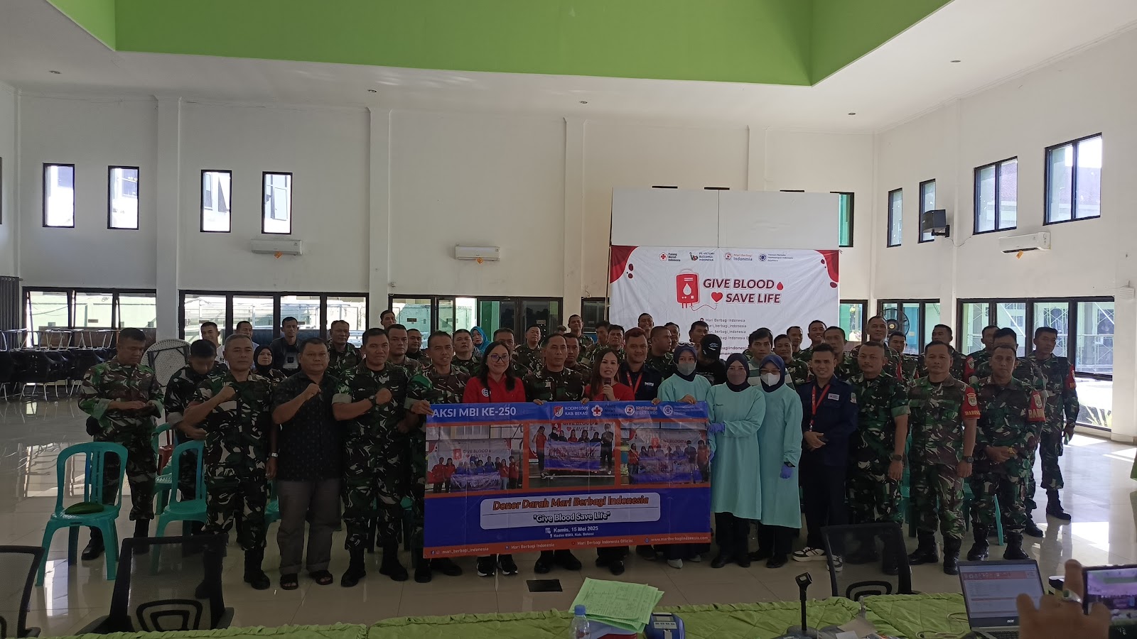 DONOR DARAH MARI BERBAGI INDONESIA DI KODIM 0509 OLEH YAYASAN BERSATU MEMBANGUN  INDONESIA SEJAHTERA